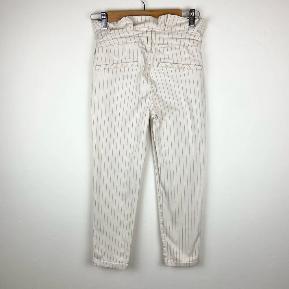 Free People Montella High-Rise Paperbag Pinstripe Jeans - Cream